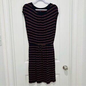 Banana Republic Striped Jersey Dress Drawstring Waist Women's Sz. Small